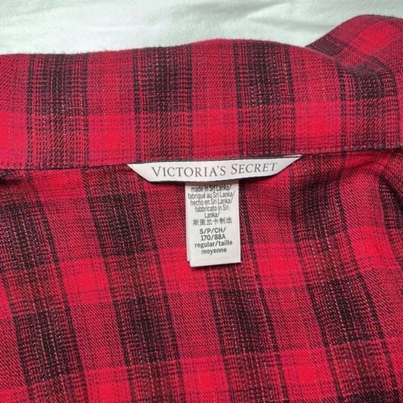 Victoria's Secret Button-Up Sparkle Shimmer Plaid Sleepshirt Red Size S - Picture 7 of 10